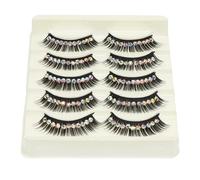Abaodam Thick Exaggerated False Eyelashes High Density Lashes with Diamond Decoration 5 Pairs Lightweight Chemical Fiber Hard Stem for Party and Photography Performance