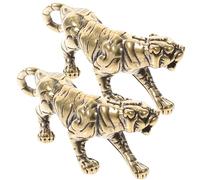 Abaodam Tiger Figurines Sturdy and Strong Small Brass 2pcs Retro Desktop Decor Tiger Ornaments for Home Office Table Decoration