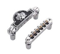 Abaodam Tiger Head Roller Saddle Locking Bridge for Electric Guitar Chrome Bridge Roller Ball Guitar Parts Accessories Locking Replacement