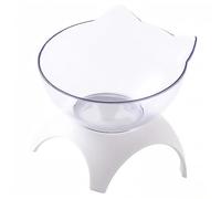 Abaodam Tilted Neck Protective Cat Food Bowl with Slip Stand Smooth Surface Polished Pet Feeder for Food and Water Single White Bowl with Durable Rack Easy to Clean and Bite Resistant
