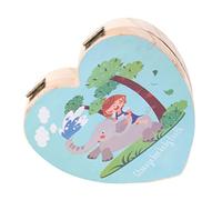 Abaodam Tooth Fairy Holder Box for Boys and Girls Wooden Tooth Box Elephant Pattern Sky-Blue