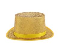 Abaodam Top Hat Gold Magician Costume Headwear Feathered Design for Halloween Christmas Birthday Parties Cosplay Events Unique Performance Accessory