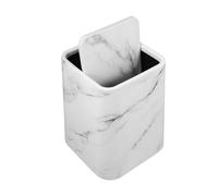 Abaodam Trash Can with Lid White Marble Pattern Plastic Waste Container for Living Room and Bathroom Use Versatile Use