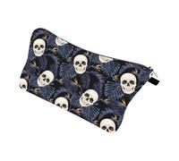 Abaodam Travel Cosmetic Bag with Skull Pattern, Polyester Makeup Bag for Short Trips, Easy to Carry Handheld Personal Care Pouch with Enough Capacity for Vacation and Gym Storage