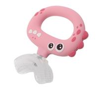 Abaodam U-Shaped Silicone Toothbrush for 0-3 Years with Dinosaur Shape, Gentle on Gums and Manual Training, Pink Mouthpiece Design for Everyday Oral Care and Teeth Cleaning