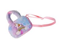 Abaodam Unicorn Fuzzy Purse for Little Plush Crossbody Bag with Tie-dye Purple Spacious Wallet and Shoulder Handbag for Snacks and Treasures Birthday Idea