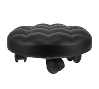 Abaodam Universal Swivel Wheels Step Stool for Office and Bedroom with Silent Design and No Damage to Floor, 13cm Height Raised Foot Stool with Black Leather Seat and Rubber Wheels