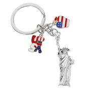 Abaodam Usa Flag Keychain with Statue of Liberty Pendant, Small Patriotic Keyring Accessory for Men, Bag Charm Decoration, 14 Pieces Set Suitable for Travel and Daily Use