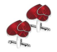 Abaodam Valentine Red Heart Shape Cufflinks for Men, Romantic Love-themed Suit Accessories, French Cuff Shirt Jewelry for Weddings and Formal Events