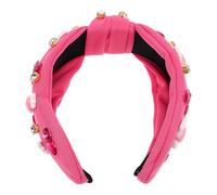 Abaodam Valentines Day Heart Jeweled Knotted Headband for Women with Rhinestone Wings and Sparkly Crystal Letters Cute Holiday Hair Accessories for Dates and Parties in Rose Red