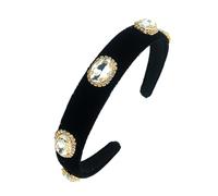 Abaodam Velour Wedding Headband Wide Non-slip Vintage Alloy Hair Band with Comfortable Padding Elegant Rhinestone Design for Bridal Hair Accessory