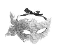Abaodam Venetian Butterfly Half Face for Women with Adjustable Strap and Easy to Clean Plastic and Fabric Material, for Masquerade Balls and Cosplay Parties in Silver
