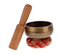 Abaodam Vintage Copper Singing Bowl with Wooden Mallet and Cloth Pouch for Pleasant Resonant Sound Spiritual Bowl for Worship Buddhism and Table Use Designed for Buddhist Meditation