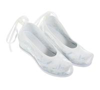 Abaodam Vintage Embroidered Chinese Ethnic Style Cloth Shoes for Women White Breathable Soft with Hidden Wedge Heel Comfortable National Wind Footwear for Casual and Formal Wear