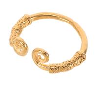 Abaodam Vintage Gold Tone Wukong Carved Adjustable Spiral Bangle Bracelet and Dainty Punk Style Metal Ring for Women, Feng Shui Protection Jewelry Suitable for Daily Wear