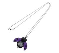 Abaodam Vintage Ladybug Pocket Watch Pendant for Women Cute Animal Quartz Design with Purple Charm Whimsical Handbag Accessory and Educational Timepiece for Daily Use
