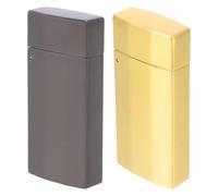 Abaodam Vintage Metal Lighter Storage Case Compatible with Bic J5 Mini, 2pcs Flip-top Protective Sleeve in Black and Gold, Portable for Travel and Outdoor Use