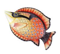 Abaodam Vintage Orange Iron Metal Fish Sculpture Wall Art for Home and Room Decor, Creative Cartoon Style Ocean Theme Fish Wall Hanging Ornament