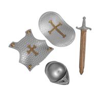 Abaodam Vintage Roman Boys and Girls Knight Armor Set with Solid Cross Shield and Helmet, Plastic Toy Armor for Boys Age 4-6, Role Play Costume for Medieval Party and Cosplay