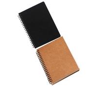 Abaodam Vintage Spiral Sketch Books 2pcs, 14x21cm Unlined Blank Journals with Kraft and Black Covers, Spiral-bound Drawing Notebooks for Students and Art Supplies, Portable Painting Sketch