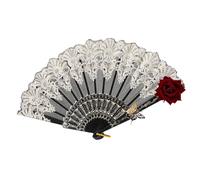 Abaodam Vintage Style Handheld Folding Fan with Wine Red Rose and Butterfly Pattern, Retro Palace Folding Fan for Wedding, Tea Party, Gothic Cosplay, Photo Props