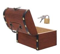 Abaodam Vintage Wooden Storage Box with Lock Small Retro Treasure Chest Coin Jar Compact Trinket Case for Money Saving and Jewelry Organization Easy Carry Piggy Bank