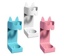 Abaodam Wall Mounted Electric Toothbrush Holder Set Cartoon Cat Design 3pcs, Abs Space Saving and Hygienic Storage for Bathroom and Washroom