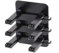 Abaodam Wall Mounted Hair Dryer Holder Rack Black with Punch-free Adhesive Design 3pcs and Plug Storage Hook, Abs Material Hair Dryer Organizer Convenient Installation for Bathroom