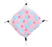 Abaodam Warm Plush Double Hanging Pet Bed with Loving Heart Print Metal Frame and Soft Cozy Space-saving Design for Pets Like Cats Ferrets and Rabbits Pink