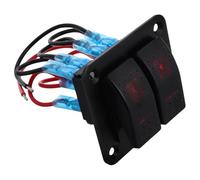 Abaodam Waterproof Aluminum Toggle Panel with Red LED Illumination 2 Gang Rocker Sturdy Abs and PC Material for Boats and Atvs, Suitable for Marine Applications and Cabins