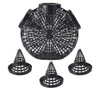 Abaodam Wear-resist Portable Fishing Cage Trap Set for Eel, Shrimp, and Crawfish Catching with 3 Black Covered Traps and 1 Three-hole Yellow Eel Cage, Reusable Fishing Supplies for River