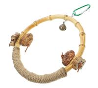 Abaodam Wear Resistant Bamboo Bird Swing Stand with Bell Chewable Parrot Perch for Cage Enhances Activity and Curiosity for Parakeets Cockatiels Finches and Caged Birds