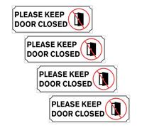 Abaodam Weatherproof Pvc Door Reminder Sticker Set, 2 White “please Keep Doors Closed” Decals for Office, Bathroom, Lounge, and Storage Room Use