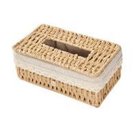 Abaodam Weaving Tabletop Box Cloth Lace Design Paper Towel Storage Box with Iron and Cotton Material Simple Creative Style Easy to Open and Close for Home Storage and Organization