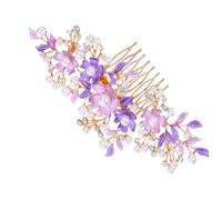 Abaodam Wedding Flower Hair Comb Comfortable to Wear Elegant Purple Delicate Design with Pearls and Rhinestones, Alloy Material Firmly Fixed on Hair, for Bride and Bridesmaids at Prom