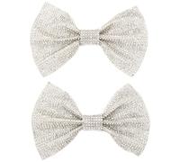 Abaodam Wedding Rhinestone Bow Shoe Clips, Handmade Silver Pair with Decorative Buckles for Women’S Heels and Prom Nights