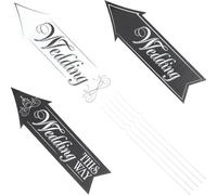 Abaodam Wedding Yard Signs 3Pcs with 6 Stakes for Outdoor Lawn Ceremony and Reception Rustic Decor in Black and White