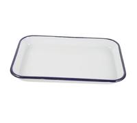 Abaodam White Enamel Square Plate Rectangular Tray Flat Bottom Candy Tray Trinkets Plate Baking Roasting Serving Kitchen Organizer