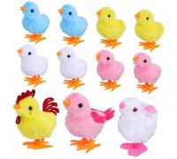 Abaodam Wind Up Plush Chick and Rabbit Soft Fluffy Clockwork Jumping Animals Sensory Enrichment for Party Favors and Classroom Decorations Colors with Rooster and Hen Included