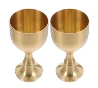 Abaodam Wine Chalice Goblets Decorative and Practical Drinking Cups 2pcs Vintage Brass with Elegant Retro Design for First Communion Ceremonies and Housewarmings