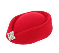 Abaodam Women S Flight Attendant Beret Hat Red British Air Hostess Cap Lightweight Portable for Cosplay Party Uniform Accessory Elegant Shaped Face-flattering Design