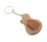 Abaodam Wood Guitar Pick Keychain with Storage Box, Guitar Plectrum Holder Set, Natural Wood Color, 2pcs Pack for Guitarists and Music Lovers