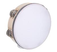 Abaodam Wood Tambourine for Double Row Jingles Handheld Percussion Instrument Childsafe Wooden Frame Rhythm Drum for Preschool Music Class and Christmas Party