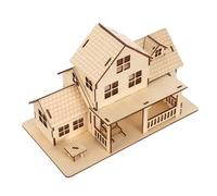 Abaodam Wooden 3d Puzzle DIY Miniature Cottage Assembly Kit, European Style Unpainted Wood Villa Model, Country House Building for Craft and Home Decoration