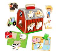 Abaodam Wooden Barn Puzzle Assembly Kit Sustainable Educational to Boost Fine Motor Skills Cognitive Development and Spatial Awareness Montessori Brain Game for Preschoolers Easy Storage