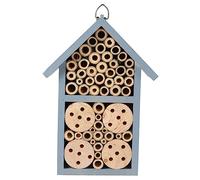 Abaodam Wooden Bee House and Decorative Insect Cabin for Garden Hanging, Painted Blue Outdoor Nest Hook, Single Piece Wooden Ladybugs Shelter for Bees and Bug Habitat