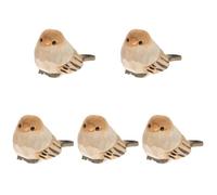 Abaodam Wooden Carved Bird Figurine 5Pcs, Hand Carved Painted Wooden Statues, Small Cute Animal Ornament Craft Colorable DIY for Home Office Desktop Decoration
