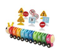 Abaodam Wooden Caterpillar Train for Early Learning Educational Number Cognitive Montessori Fine Motor Skill Development Creative Learning for Boys