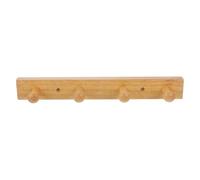 Abaodam Wooden Coat Hook Wall Mount Wall Storage Hook 4 Rods Rubber Wood Khaki for Bedrooms and Study Rooms