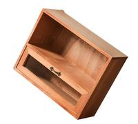 Abaodam Wooden Cosmetic Cabinet for Makeup Storage and Jewelry Retro Desktop Organizer with Drawer Sturdy Khaki Cosmetic Box for Dormitories and Decorative Ornaments